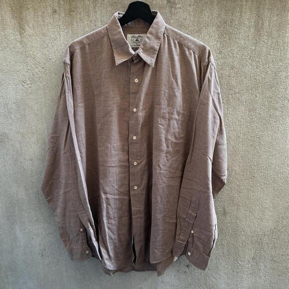 Brooks Brothers Shirt Houndstooth Button-Up Relaxed Fit Long Sleeve Brown M - Picture 1 of 2